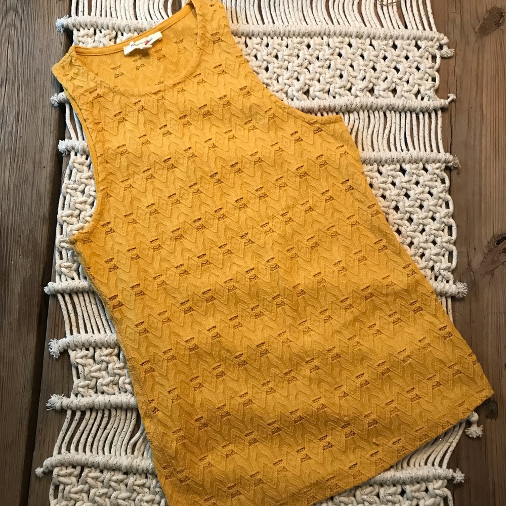 Anthropologie Pure + Good Mustard Lace Top